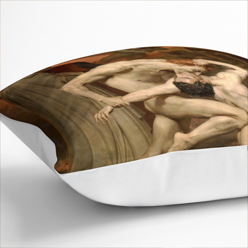 Dante And Virgil Square Throw Cushion, 55cm H x 55cm W x 20cm D, White