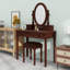 Ensemble de coiffeuse avec miroir à angle réglable, tabouret rembourré en velours et rangement doublé de tissu