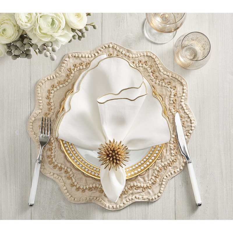 Luminance Napkin, White/Gold
