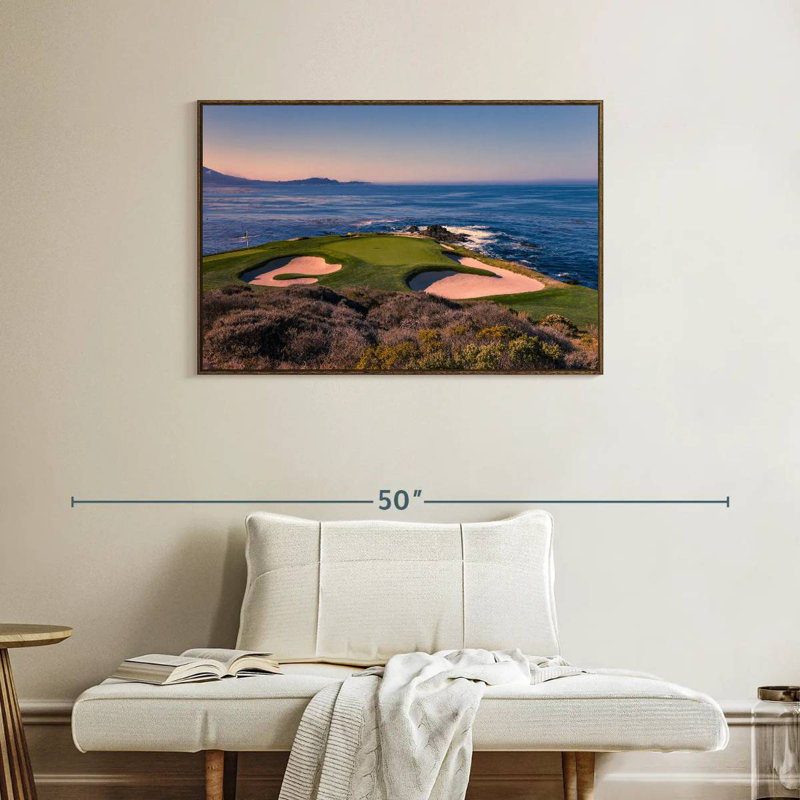 Pebble Beach Golf Club, 37 po x 25 po, Cadre flottant noyer