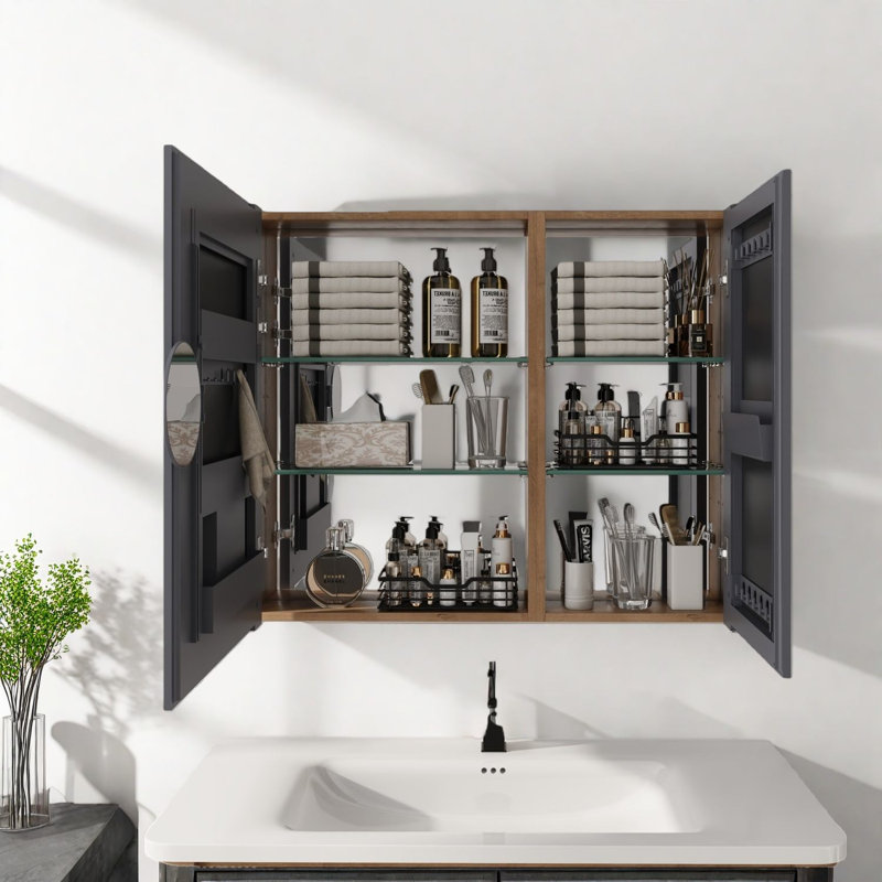 Armoires à pharmacie peu encombrantes avec rangement en miroir 33,56 po pour la maison moderne