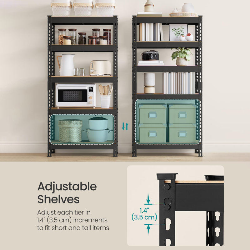 75cm W Steel Shelving Unit, Black/Rustic Brown
