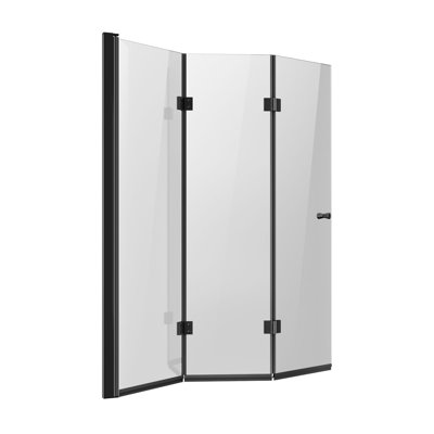 Tri-Fold Bathtub Shower Door, 50.98" W x 55.98" H, SGCC Tempered Glass, 3-Panel, Frameless Design