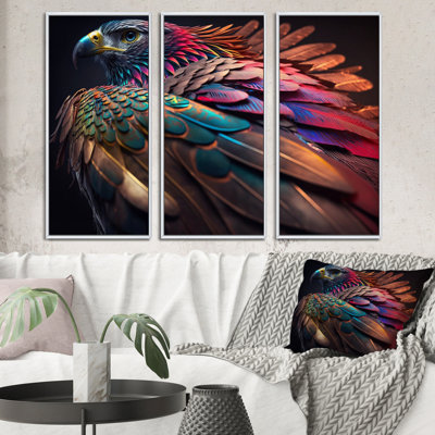 " Macro Colorful Feather Eagle II " 3 - Pieces
