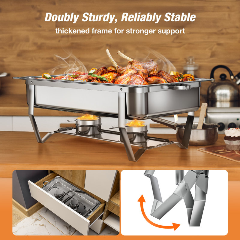 Ensemble de 4 réchauds en acier inoxydable pour buffet