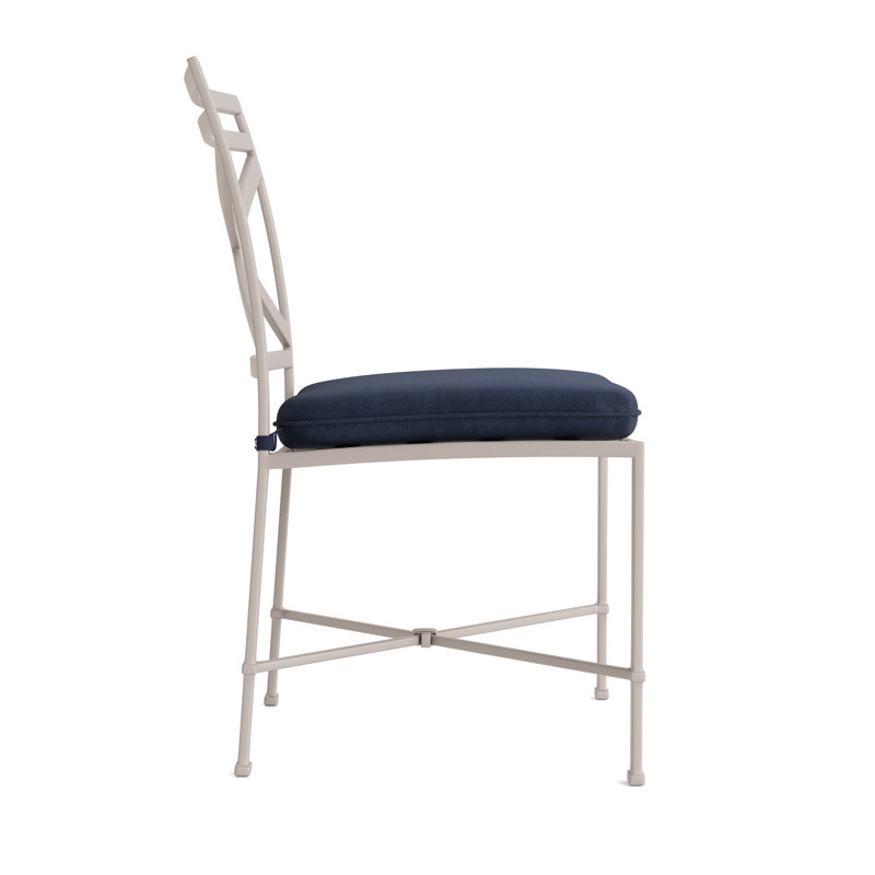 Venetian Outdoor Dining Side Chair, Navy, Fusion Neptune, Dove Smooth