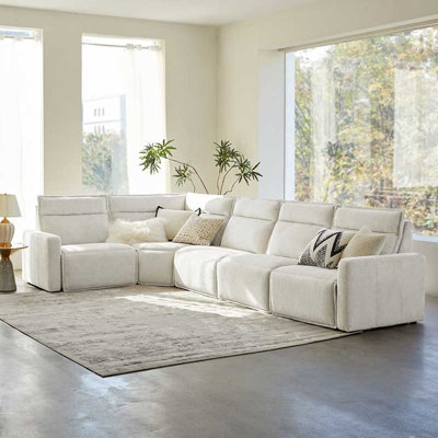 Majida 124"W Oversized Modular Wall-Hugging Power Reclining Sectional Sofa With One Reclining Seat