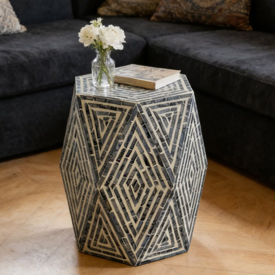 16x14x18" Hexagonal Diamond-Shaped Column Side Table Garden Stools by Dakota Fields