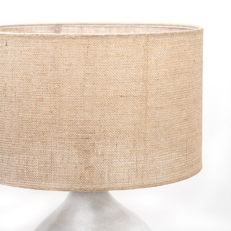34"H Light Grey and Tan Hopson Cement Vase Table Lamp with Jute Lamp Shade