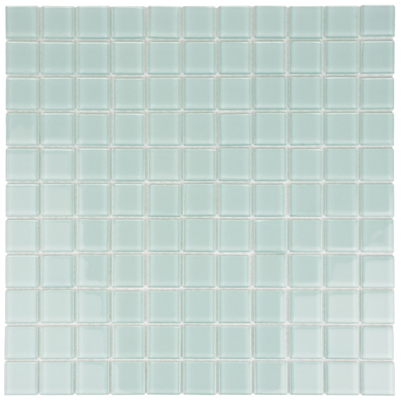 1" x 1" Polished Glass Mosaic Tile, Ice