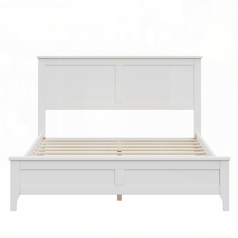 Modern Platform Bed with Sturdy Wooden Slats, No Box Spring Needed, Durable and Easy to Assemble, White, Full