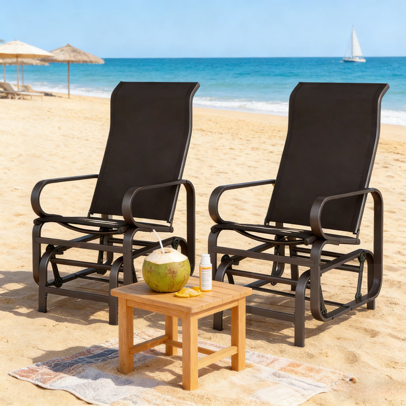 Ensemble de 2 chaises longues d'extérieur coulissantes, Brun