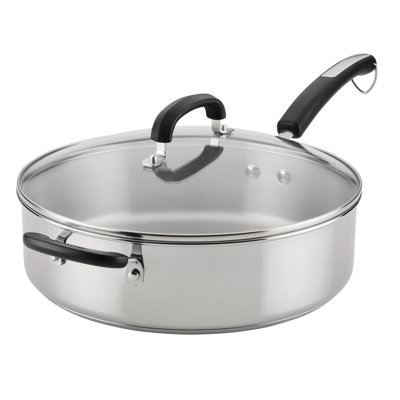 Farberware Brilliance Saute Pan With Lid And Helper Handle, 6 Quart, Stainless Steel