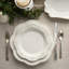Assiettes à dîner en grès Heritage de 11 pouces - Assiettes élégantes à rebords festonnés avec perles en relief, ensemble de 4 - Assiettes blanc cassé intemporelles pour les dîners, les fêtes et l'utilisation quotidienne