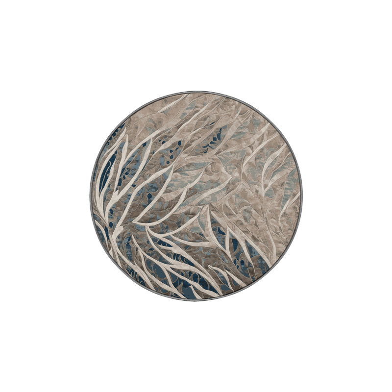 Tapis gris soyeux et moelleux, Rond 8 pi