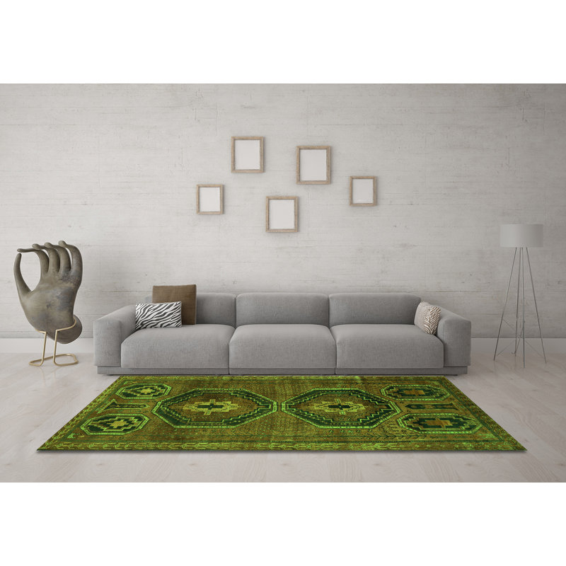 Washable Southwestern Indoor Rug, Round 6'
