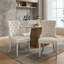 Ensemble de chaises d'appoint 2 pièces en velours de ton blanc moderne avec pieds en bois massif et garniture cloutée pour la salle à manger