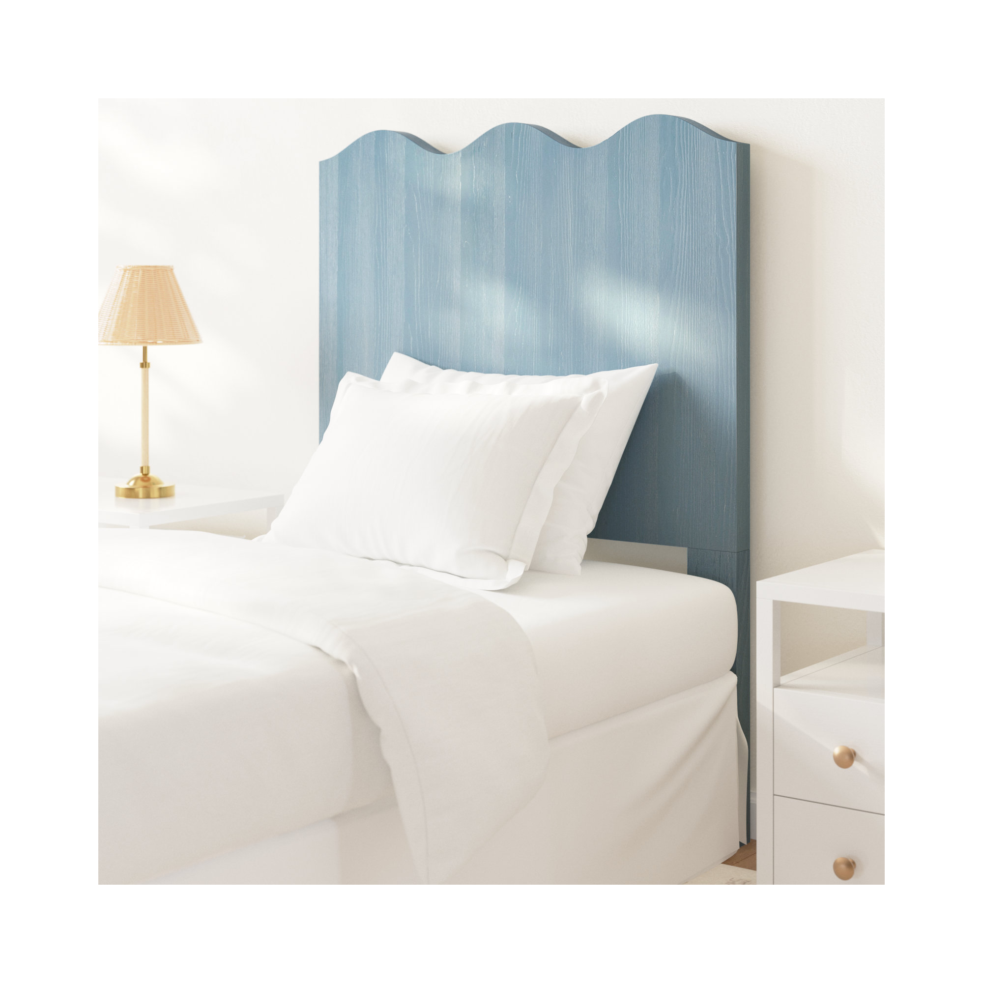 Rosalie Scalloped Headboard, Sky Blue, Twin