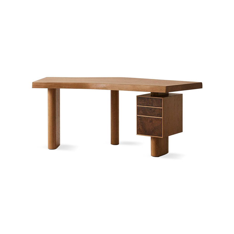 Creative solid wood desk with drawer cabinet, 29.53" H x 78.74" W x 23.62" D, Right Hand Return