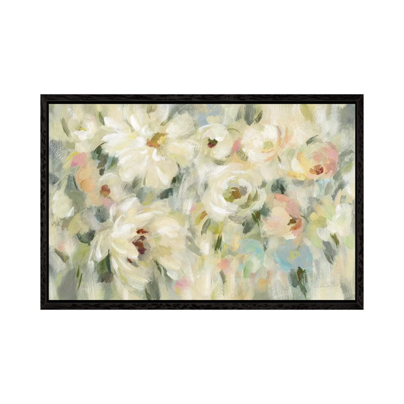 Expressive Pale Floral by Silvia Vassileva - Gallery-Wrapped Canvas Giclée on Canvas, Black Framed, 66.04 cm H x 45.72 cm W