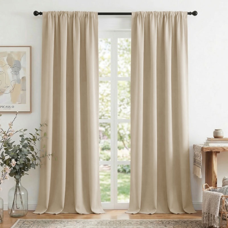 Blackout Curtains for Bedroom, Thermal Insulated Drapes Rod Pocket Privacy Protected Window Panels for Living Room, 2 Panels