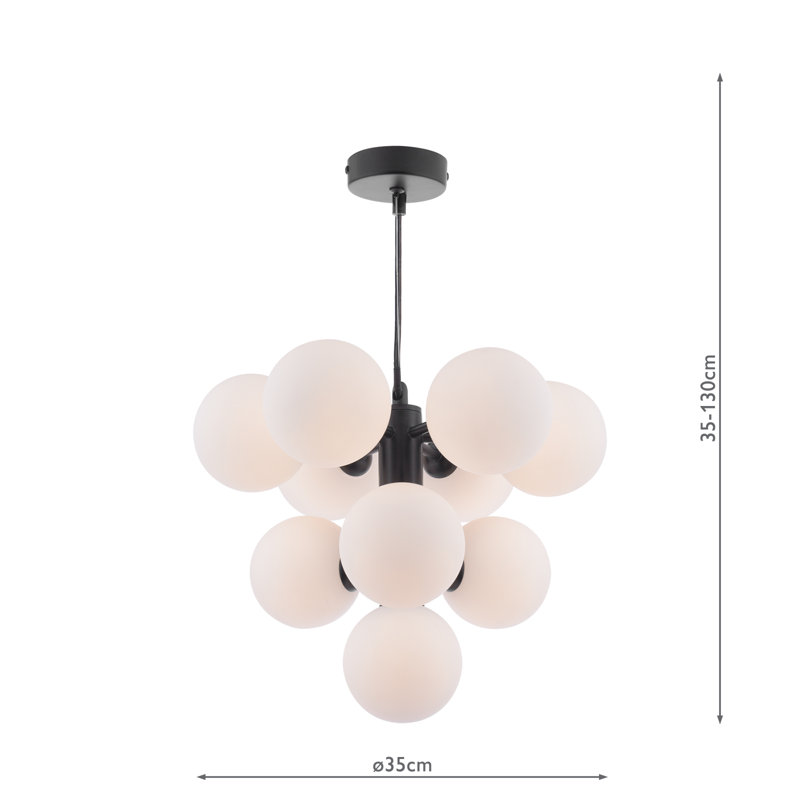 Vine 10LT TREE PENDANT BLACK CW GLS, Matt Black/Opal