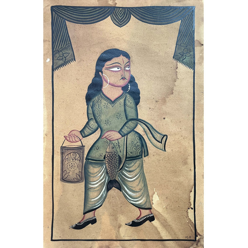 Pêcheur Kalighat | Couleurs de pierre sur toile faite à la main
