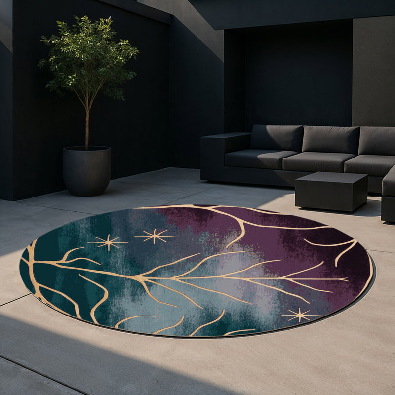 Tapis d'intérieur et d'extérieur Hidden Bloom, Rond 5 pi