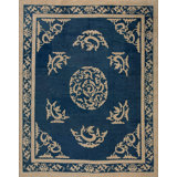 Blue Room Size Antique Artistic Chinese Dragon Design Peking Carpet