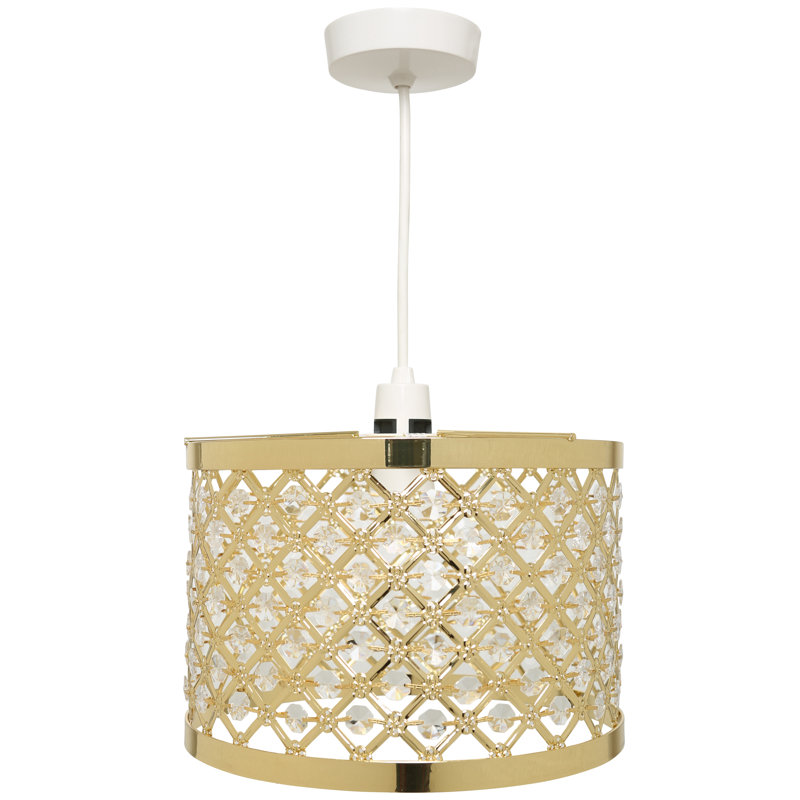 19 cm H Drum Pendant Shade ( Uno ), Gold