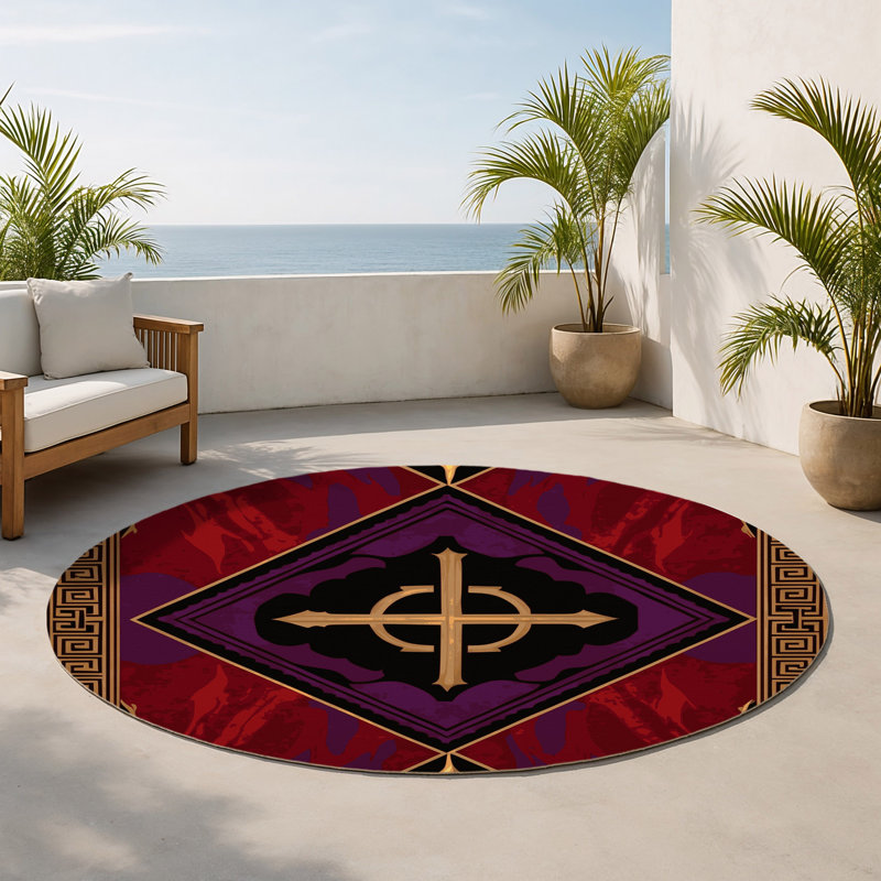 Tapis intérieur et extérieur Crown Jewel, Rond 5 pi