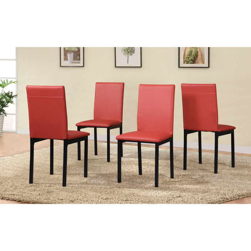 Noyes Ivan Seat Metal Frame Dining Chairs, Set Of 4, Red