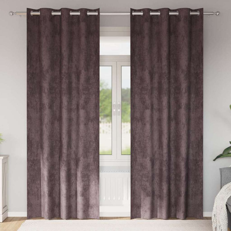 Alithia Velvet Room Darkening Curtain Pair, Brown, 140cm Width x 245cm Drop