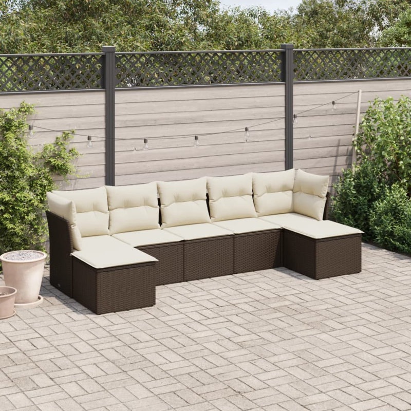 Ensemble de canapé de jardin Vidaxl brun, blanc crème