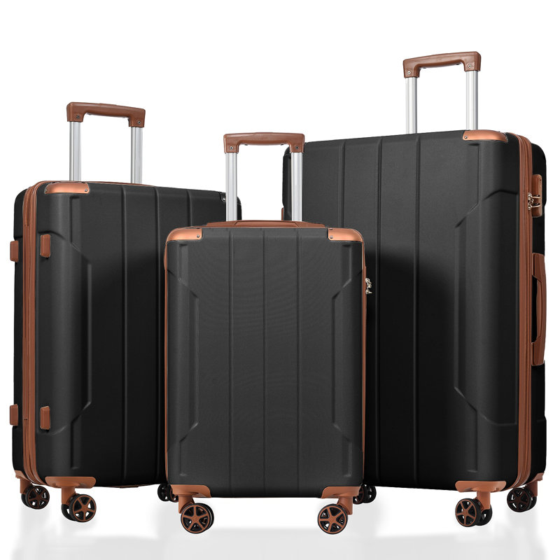 Ensembles de bagages 3 pièces, valises rigides durables en ABS rigide avec roues pivotantes doubles 20/24/28 pouces