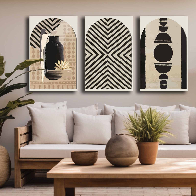 Elegant Decorative Canvas Painting Set (3 Pieces), 17.7 x 27.6 inches Each | 100% Canvas with 2.8 mm Thickness, Framed in 100% Pine Wood | Perfect for Living Room, Bedroom, & Office Decor, Stunning Artwork