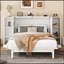 Lit escamotable double avec tablettes, tiroirs et ports USB, blanc