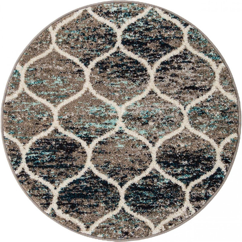 Geometric Indoor Rug, Round 3'