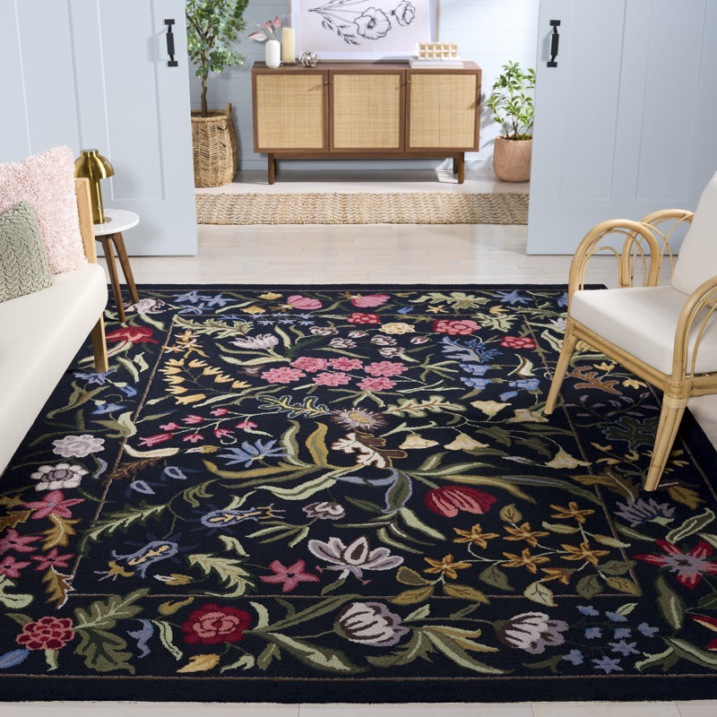Abigel Hand Tufted Wool Floral Rug, Rectangle 8" x 10"
