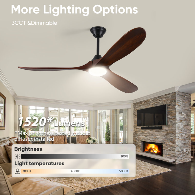 3 Blade High Wind Power Ceiling Fan With Dc Motor,6 Speed, Timer, Reversible & Energy Saving ,ideal For Bedroom, Living Room - Quiet Modern Design