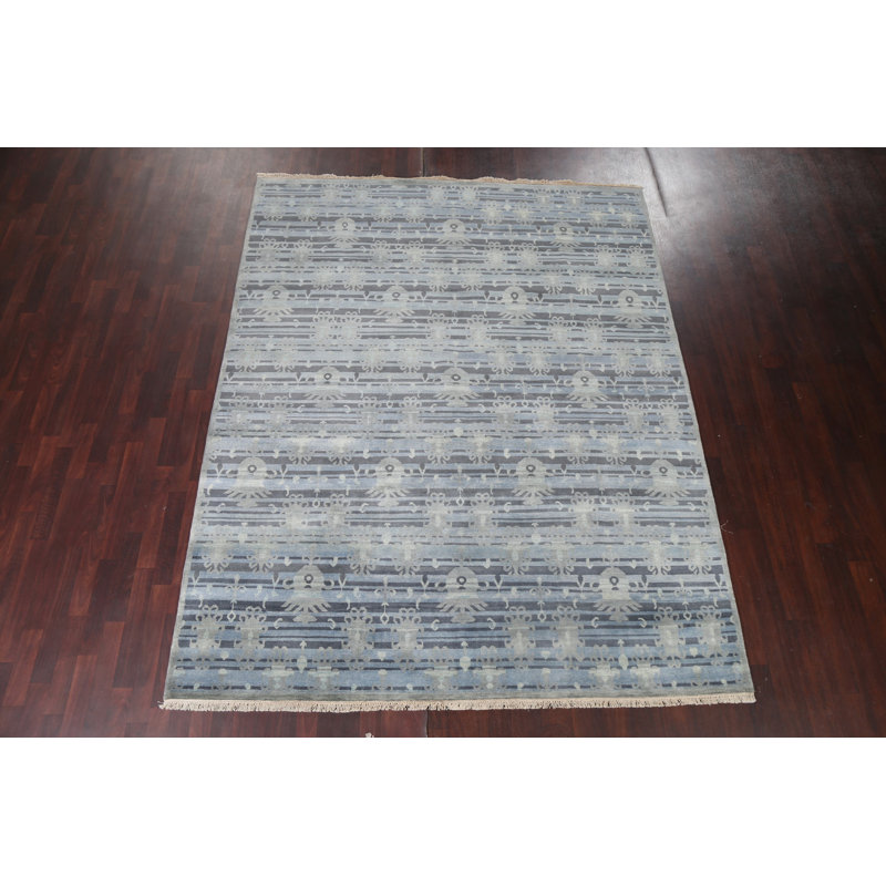 Tapis oriental en laine à motif abstrait noué à la main 8 x 10