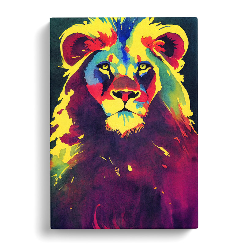 Watercolour Lion Vol.4 - Wrapped Canvas, 50cm H x 35cm W x 3cm D
