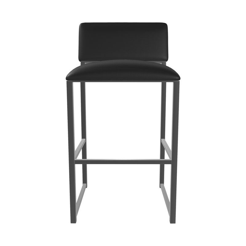 Tabouret Madrid avec revêtement en poudre peint à la main, Gris pierre de feu, Noir réglisse