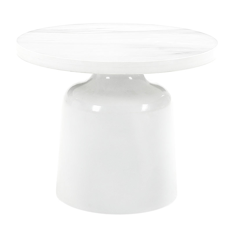 Table basse en marbre d'ingénierie avec une extrémité lisse d'aspect blanc brillant