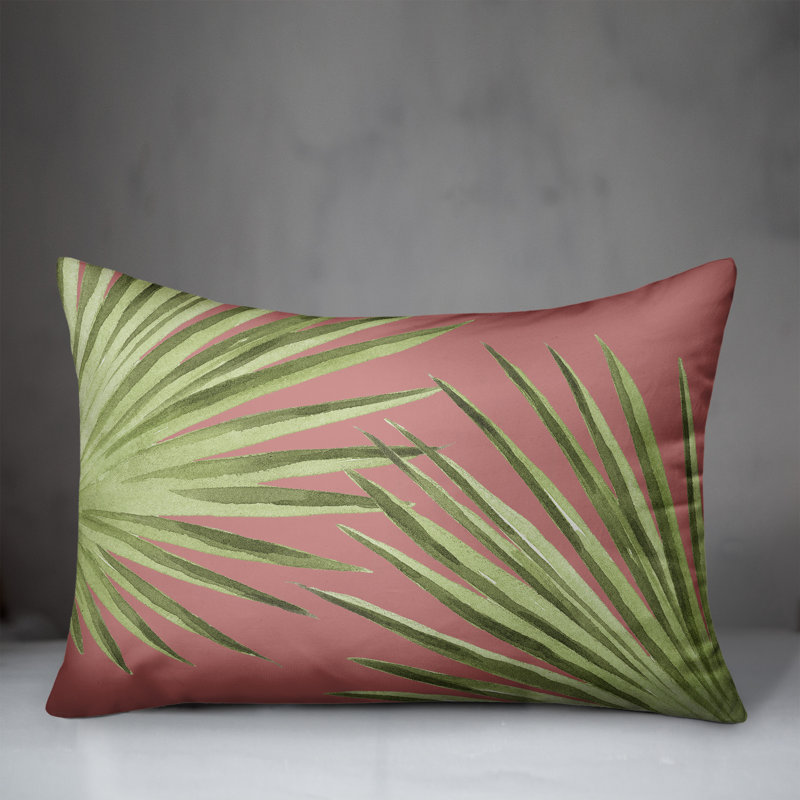  Housse et insert de coussin rectangulaire d'extérieur 20 feuilles de palmier, Rose