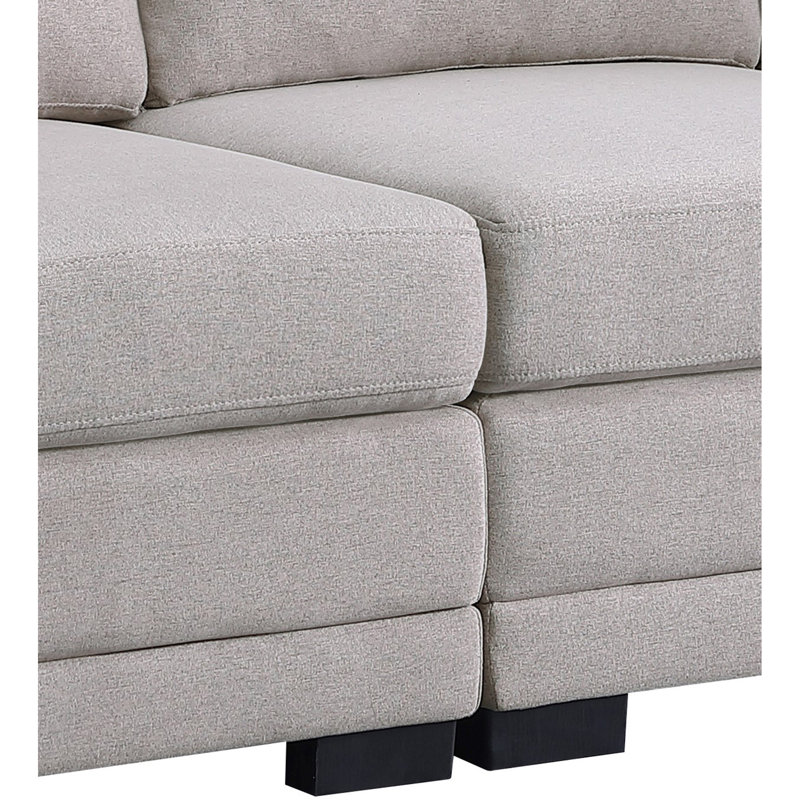 Canapé modulaire réversible en tissu de lin gris clair avec 2 repose-pieds 121,5 po Kristin