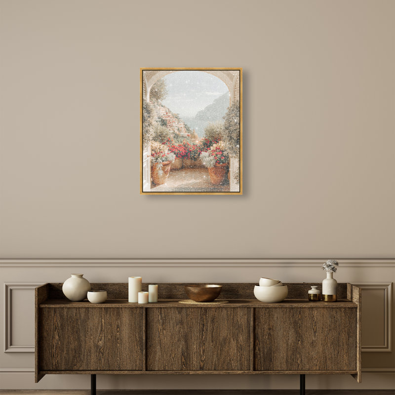 Clifftop Crimson II Canvas Architecture Print by Oliver Gal, Black Frame, 16 x 20, 25"H x 31"W, White Floater Frame