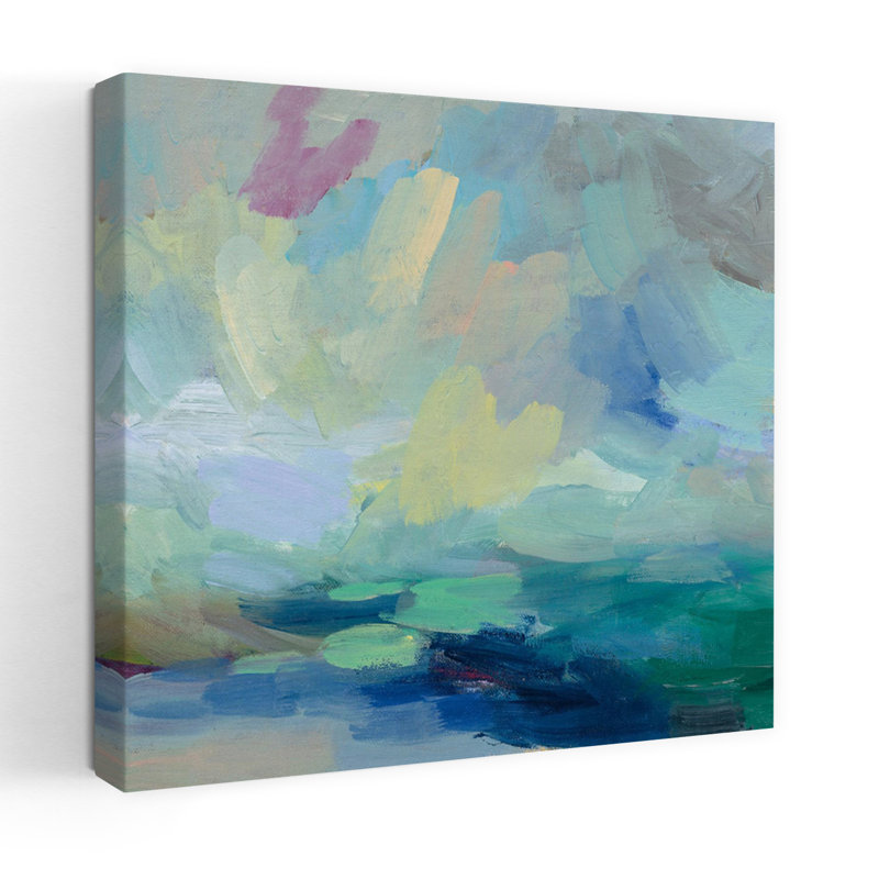 Tempête contemporaine I avec art abstrait bleu, H 18 po x l 18 po