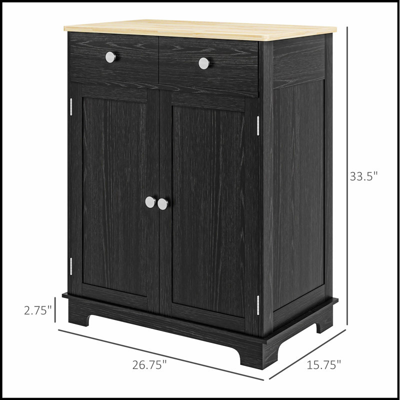 Buffet de comptoir moderne en bois massif avec beaucoup de rangement, parfait pour la cuisine et le bar à café.