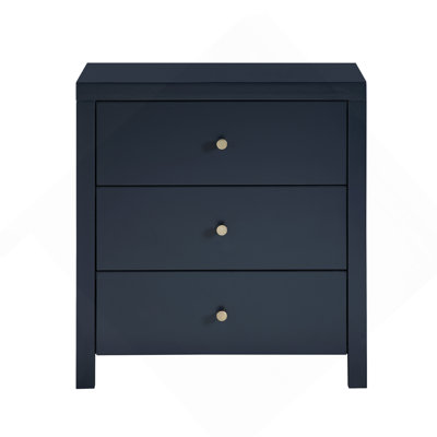Table de chevet 3 tiroirs - Bleu minuit